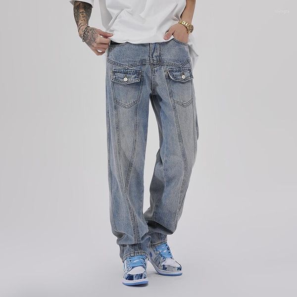 men's jeans american ins high street tooling loose straight tube daddy pants trendy brand retro drop feeling, Blue
men's jeans american ins high street tooling loose straight tube daddy pants trendy brand retro drop feeling, Blue