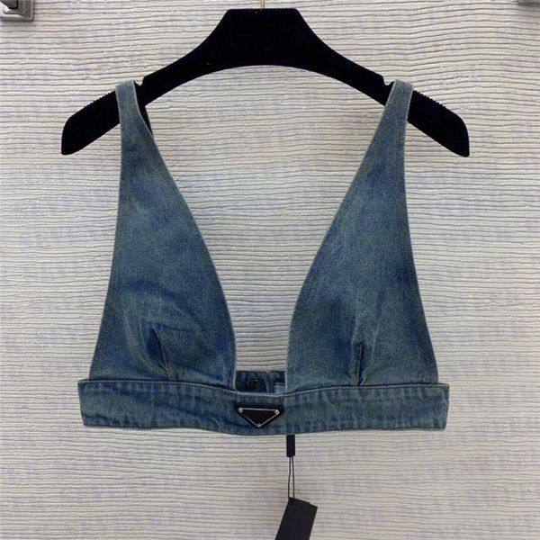women's t-shirt designers t-shirts underwear with metal badge deep v denim sling tube women clothing, White
women's t-shirt designers t-shirts underwear with metal badge deep v denim sling tube women clothing, White