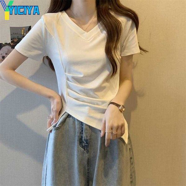yiciya women's t shirts candy color women t-shirts summer harajuku irregularity v-neck folds tees skinny shirt female y2k clothes muje, White
yiciya women's t shirts candy color women t-shirts summer harajuku irregularity v-neck folds tees skinny shirt female y2k clothes muje, White