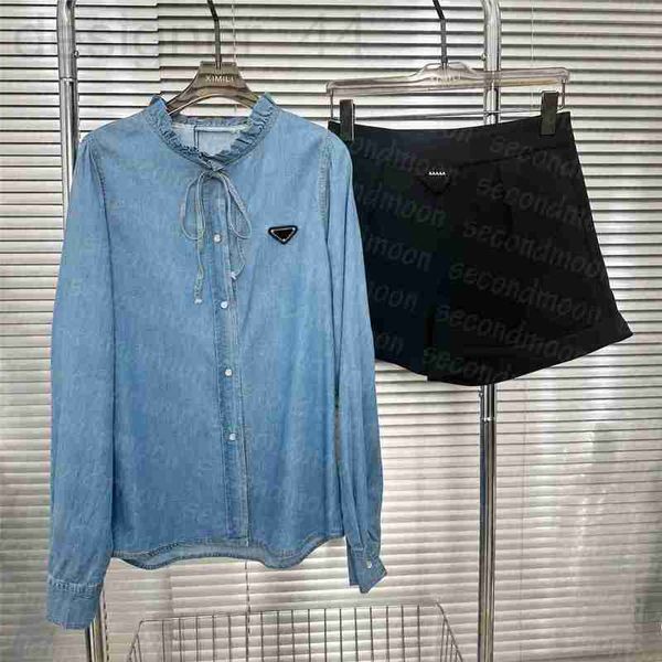 women's two piece pants designer women piepants metal badge blue blouses casual style short spring summer outfit cje3, White
women's two piece pants designer women piepants metal badge blue blouses casual style short spring summer outfit cje3, White