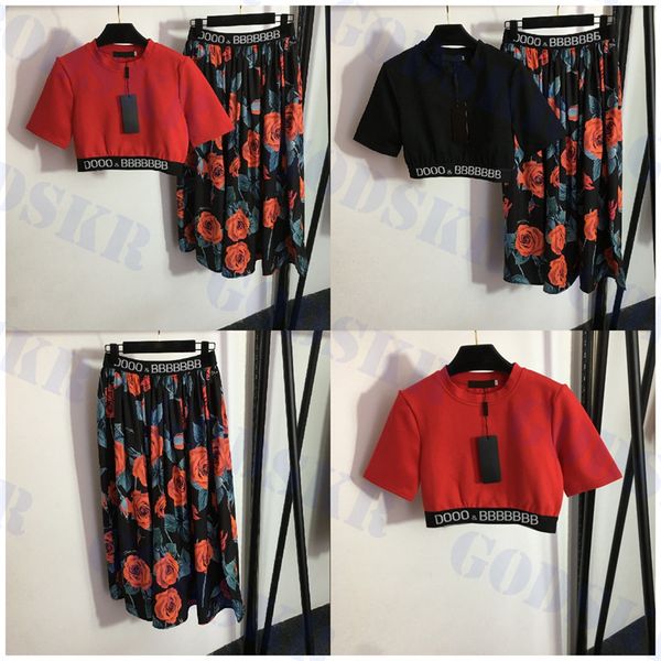 rose pattern two piece dress letter ribbon t shirt high waist skirt for women fashion short, White
rose pattern two piece dress letter ribbon t shirt high waist skirt for women fashion short, White