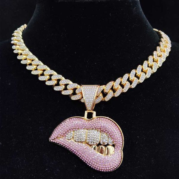 men women hip hop bite lip shape pendant necklace with 13mm crystal cuban chain iced out bling hiphop necklaces fashion jewelry, Silver
men women hip hop bite lip shape pendant necklace with 13mm crystal cuban chain iced out bling hiphop necklaces fashion jewelry, Silver