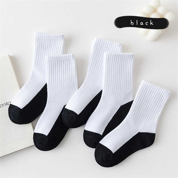 socks 5 pairs of spring autumn cotton girls baby warm white black gray winter 1-3-5-8-12 children's and student socks g220524 good, Pink;yellow