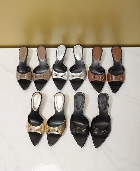 designer hollowed out slippers leather women's style color matching high-heeled breathable sandals a line of beach slippers, Black
designer hollowed out slippers leather women's style color matching high-heeled breathable sandals a line of beach slippers, Black