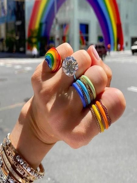 2021 summer fashion finger jewelry gold rainbow color enamel wide big women rings2309080, Silver
2021 summer fashion finger jewelry gold rainbow color enamel wide big women rings2309080, Silver