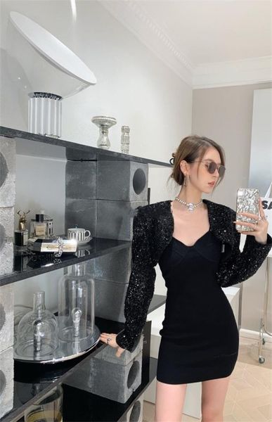 chan new 2023 women's brand jacket sunscreen clothing cccc ootd fashion sequins coat spring leisure coat black short coat cardigan moth, Black;brown
chan new 2023 women's brand jacket sunscreen clothing cccc ootd fashion sequins coat spring leisure coat black short coat cardigan moth, Black;brown