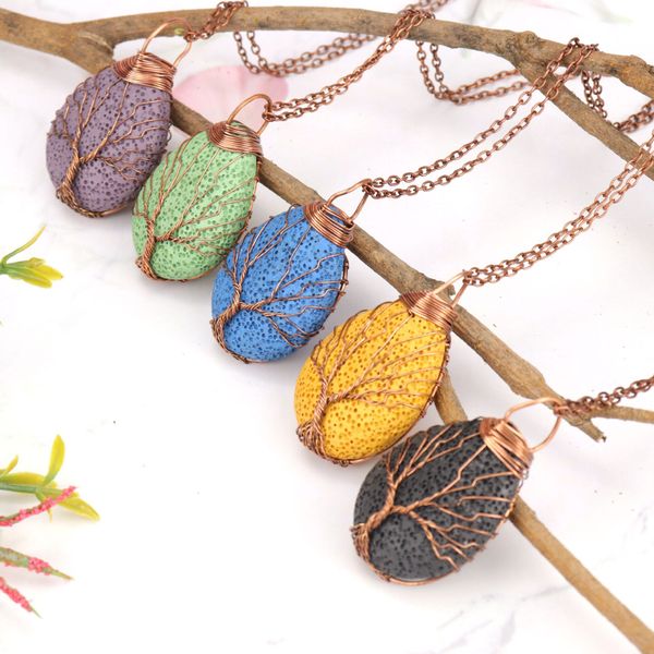 wire wrap colorful lava stone tree of life necklaces diy aromatherapy essential oil diffuser necklace for women jewelry, Silver
wire wrap colorful lava stone tree of life necklaces diy aromatherapy essential oil diffuser necklace for women jewelry, Silver