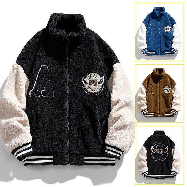 spring and autumn winter men's stand collar embroidered fleece jacket men's fleece lamb cashmere casual coat men, Black;brown
spring and autumn winter men's stand collar embroidered fleece jacket men's fleece lamb cashmere casual coat men, Black;brown