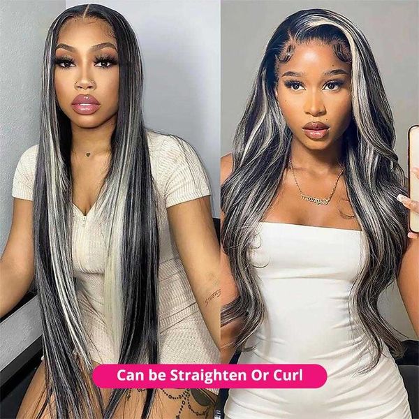 24/32 inch grey long highlight human hair wig ombre transparent hd lace front wig 13x4 curly hair women's natural hairline fakeseamless, Black
24/32 inch grey long highlight human hair wig ombre transparent hd lace front wig 13x4 curly hair women's natural hairline fakeseamless, Black