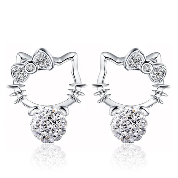 s925 sterling silver earrings cute sweet kitt cat designer stud earrings with crystal cz diamond pearl jewelry for women, Golden;silver
s925 sterling silver earrings cute sweet kitt cat designer stud earrings with crystal cz diamond pearl jewelry for women, Golden;silver