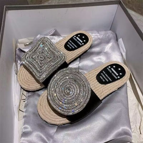 summer new slippers fashion beautiful rhinestones comfortable soft sole breathable flat beach sandals, Black
summer new slippers fashion beautiful rhinestones comfortable soft sole breathable flat beach sandals, Black