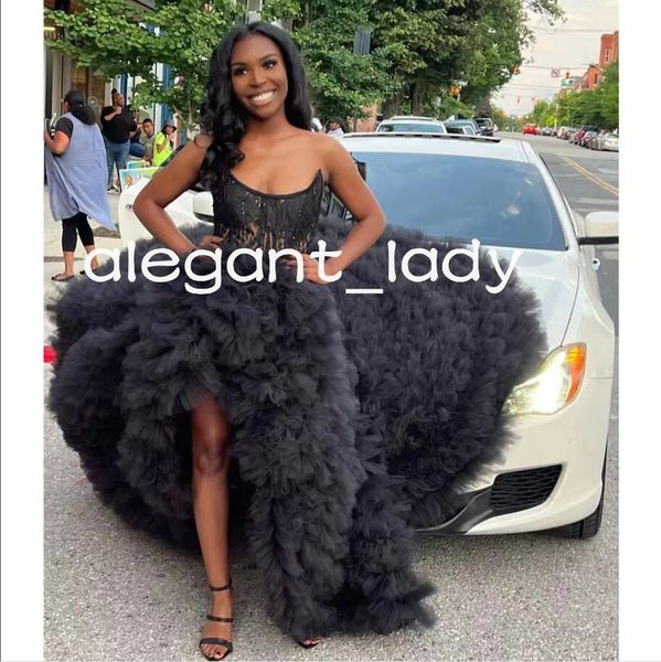 black fluffy prom dresses strapless beads high split ruffles clound aso ebi lace-up corset celebrity red carpet evening dress
black fluffy prom dresses strapless beads high split ruffles clound aso ebi lace-up corset celebrity red carpet evening dress