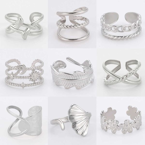 band rings teamer woman stainless steel ring geometric adjustable open finger rings flower leaf chain punk party jewelry birthday gifts aa23, Silver
band rings teamer woman stainless steel ring geometric adjustable open finger rings flower leaf chain punk party jewelry birthday gifts aa23, Silver
