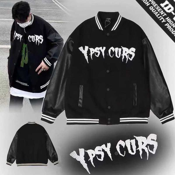 dark embroidered baseball coat men's spring and autumn fashion letter student versatile couple jacket, Black;brown 
dark embroidered baseball coat men's spring and autumn fashion letter student versatile couple jacket, Black;brown