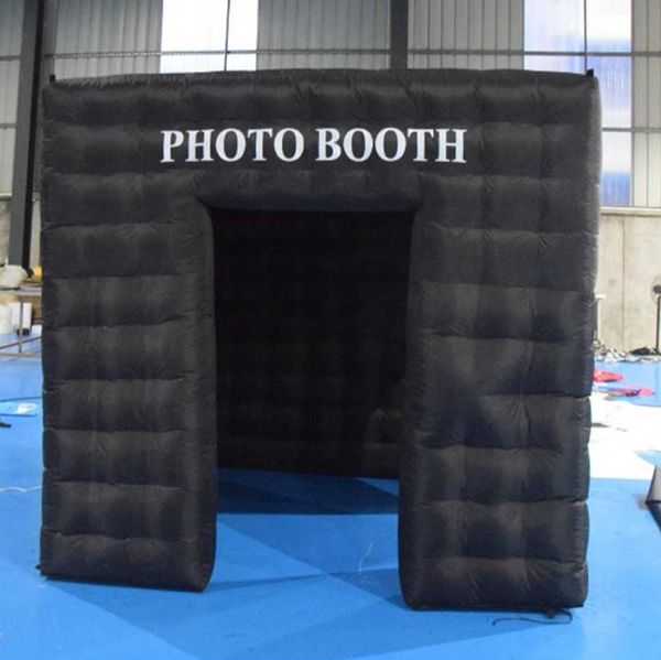 Image of 4x4x3.2m Elegant Black tent Oxford Photo Booth Backdrop Inflatable Enclosure Internal Blower Air Structure Selfie House Top Window Factory Price by ship or train