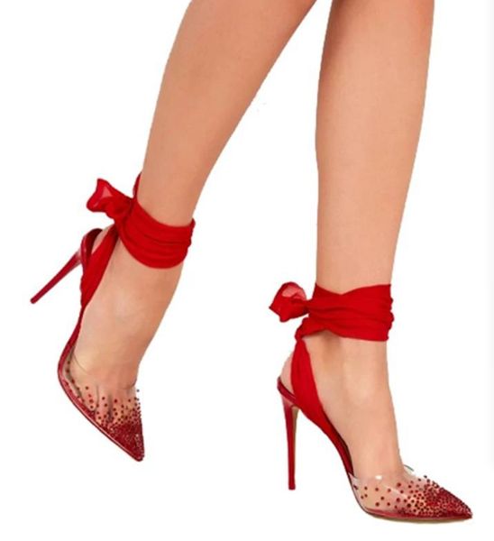 2023 fashion sandals louboutin red bottom shoes transparent pvc crystal lace riband ankle strap women sandals red soles stilettos high heels, Black
2023 fashion sandals louboutin red bottom shoes transparent pvc crystal lace riband ankle strap women sandals red soles stilettos high heels, Black