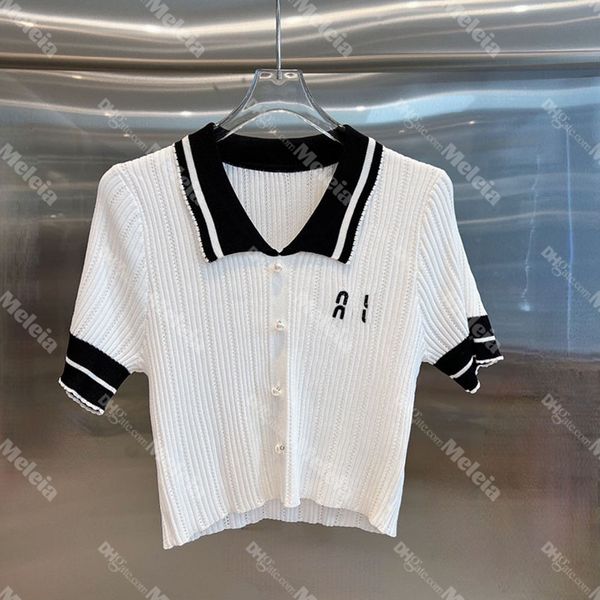 embroidery letter knits for women lapel neck knitted tees striped womens outdoor short sleeve lady t shirts, White
embroidery letter knits for women lapel neck knitted tees striped womens outdoor short sleeve lady t shirts, White