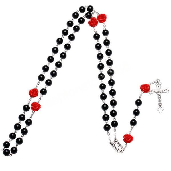 catholic purple glass beads rosary necklace for women cross crucifix pendant rose chain fashion religion jewelry, Silver
catholic purple glass beads rosary necklace for women cross crucifix pendant rose chain fashion religion jewelry, Silver