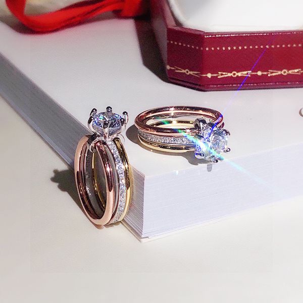 luxurys designer ring tri-color three ring unique design european and american women's fashion very cool, Silver
luxurys designer ring tri-color three ring unique design european and american women's fashion very cool, Silver
