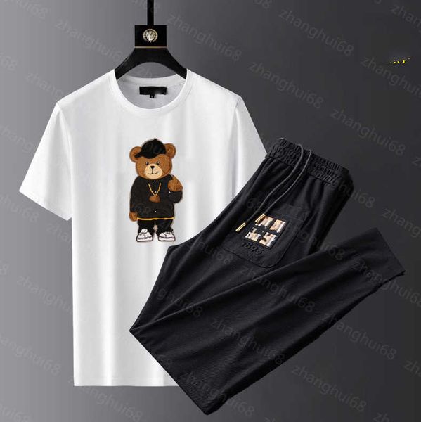 23ss mens tracksuit mens designer tracksuit round neck pure cotton bear embroidery short sleeve t-shirt solid color elastic waist pants set, Gray
23ss mens tracksuit mens designer tracksuit round neck pure cotton bear embroidery short sleeve t-shirt solid color elastic waist pants set, Gray