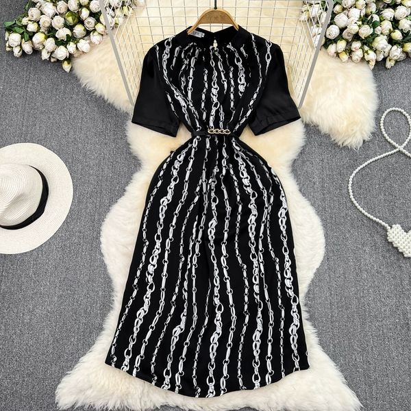 2023 summer european and american luxury short sleeve standing neck waist wrap show thin print a-line dress elegant big swing long dress, Black;gray
2023 summer european and american luxury short sleeve standing neck waist wrap show thin print a-line dress elegant big swing long dress, Black;gray