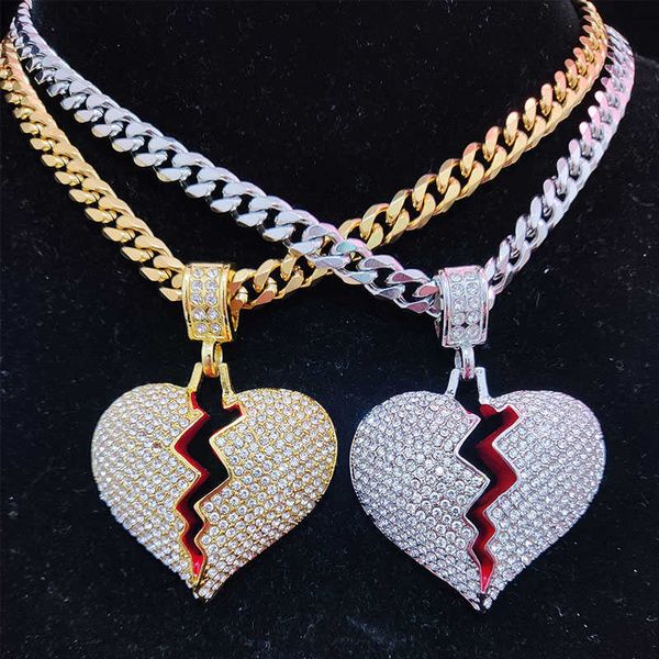 men hip hop heart broke iced out bling pendant necklace 7mm width 316l stainless steel chain necklaces hiphop fashion jewelry, Silver
men hip hop heart broke iced out bling pendant necklace 7mm width 316l stainless steel chain necklaces hiphop fashion jewelry, Silver