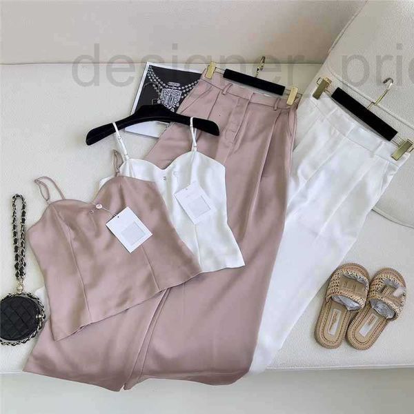 women's two piece pants designer 2023 summer new chic style simple acetic acid peach heart v-neck sling strap straight leg suit set for, White
women's two piece pants designer 2023 summer new chic style simple acetic acid peach heart v-neck sling strap straight leg suit set for, White