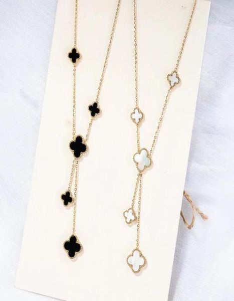 double side clover pendant necklace white black red flower jewelry for women gift1156339, Silver
double side clover pendant necklace white black red flower jewelry for women gift1156339, Silver