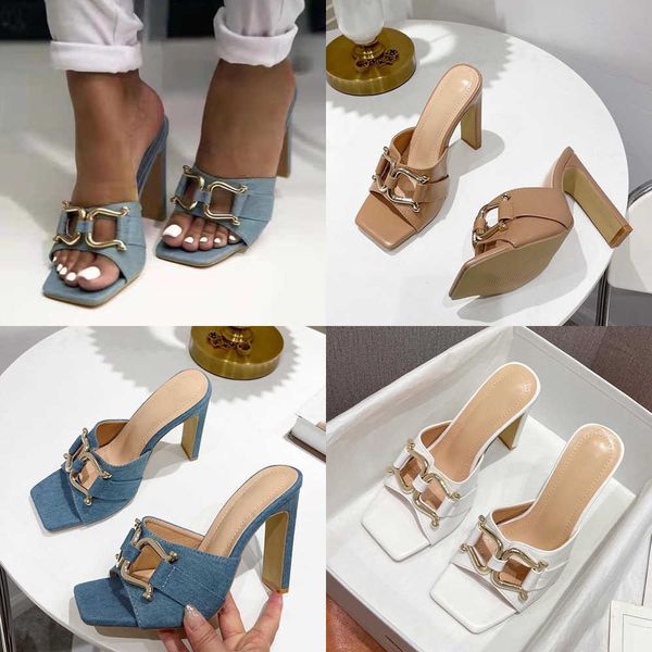slippers denim slippers women outdoor mules high heels fashion metal buckle designer sandals square toe ladies shoes 230406, Black
slippers denim slippers women outdoor mules high heels fashion metal buckle designer sandals square toe ladies shoes 230406, Black