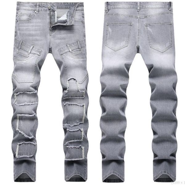 2023 summer men's jeans grey trend personalized elastic slim fit mid rise pants trousers gzhsh88x35, Blue
2023 summer men's jeans grey trend personalized elastic slim fit mid rise pants trousers gzhsh88x35, Blue