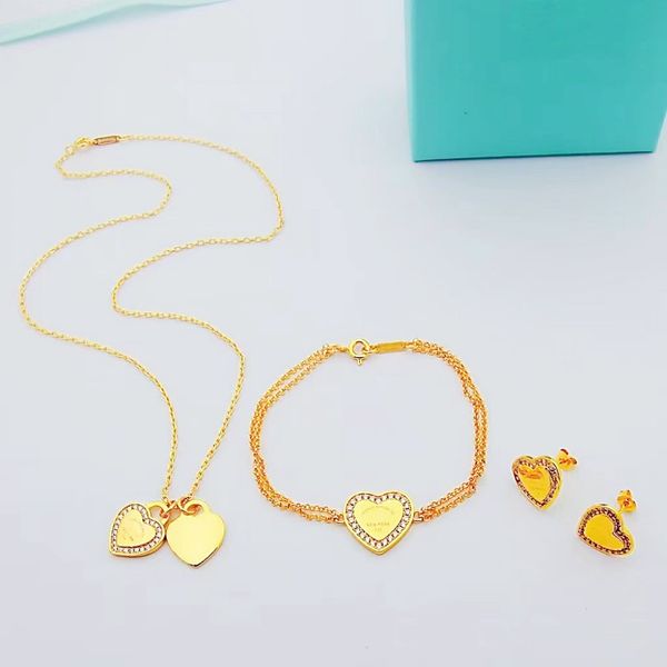 luxury love necklace bracelet earnail set for european and american women diamond heart pendant fashion jewelry jewelry girl holiday gift wi, Silver
luxury love necklace bracelet earnail set for european and american women diamond heart pendant fashion jewelry jewelry girl holiday gift wi, Silver