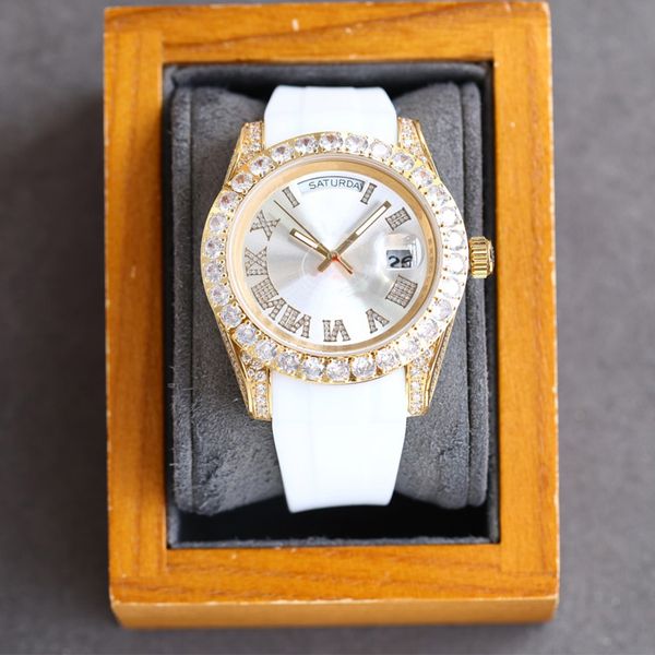 diamond watch mens watch automatic mechanical watch wristwatch montre de luxe rubber strap fashion wristwatch 40mm waterproof, Slivery;brown
diamond watch mens watch automatic mechanical watch wristwatch montre de luxe rubber strap fashion wristwatch 40mm waterproof, Slivery;brown