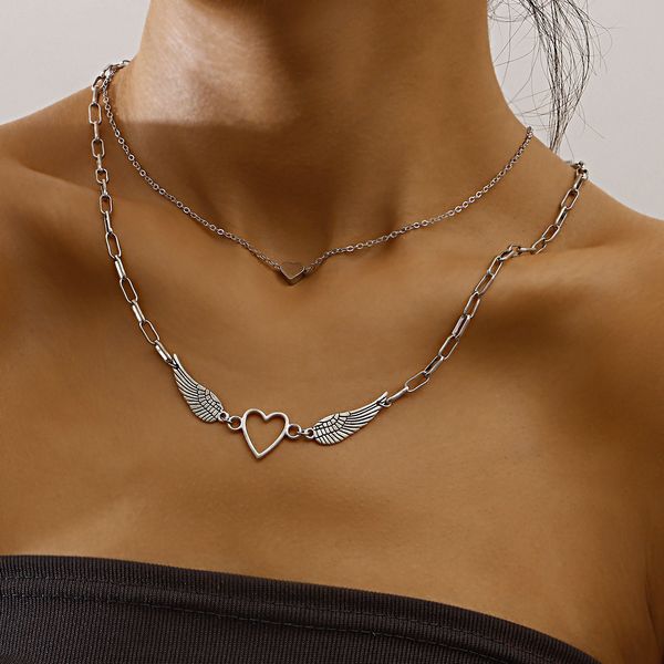 aesthetic jewelry pendant necklace trendy cool wind punk double bamboo chain hollow love angel wing pendant necklace woman designer necklace, Silver
aesthetic jewelry pendant necklace trendy cool wind punk double bamboo chain hollow love angel wing pendant necklace woman designer necklace, Silver