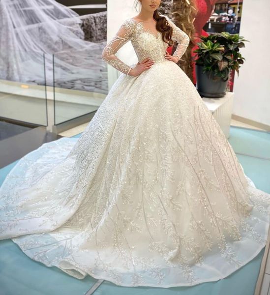 luxury ball gown wedding dresses long sleeves v neck sequins applique ruffles bridal gowns beaded 3d lace diamonds plus size gowns custom ma, White
luxury ball gown wedding dresses long sleeves v neck sequins applique ruffles bridal gowns beaded 3d lace diamonds plus size gowns custom ma, White