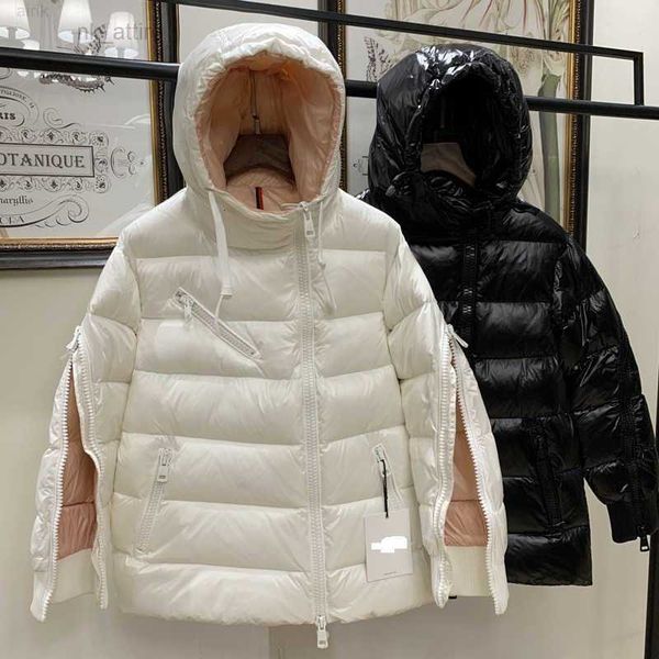 women's down coat maya hood designer fall winter bright face tilt zipper luxury brand loose thick warm short coat, Black
women's down coat maya hood designer fall winter bright face tilt zipper luxury brand loose thick warm short coat, Black