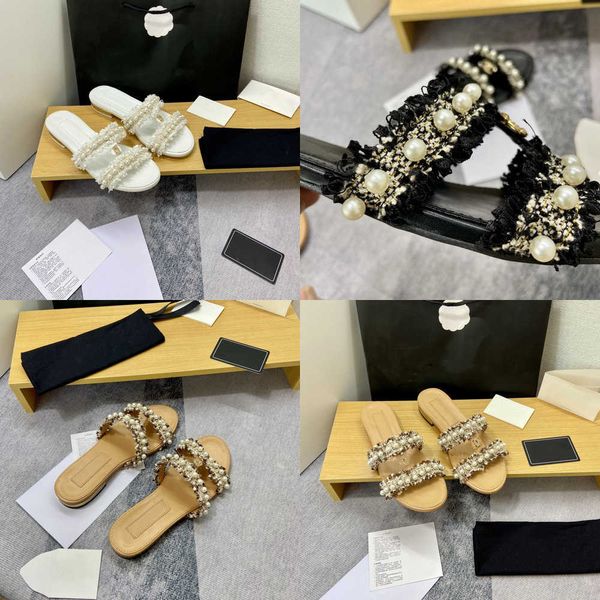 paris fashion luxury designer women slippers pearl plaid tweed tassel flat bottomed female sandals summer classic brands slide beach outdoor, Black
paris fashion luxury designer women slippers pearl plaid tweed tassel flat bottomed female sandals summer classic brands slide beach outdoor, Black