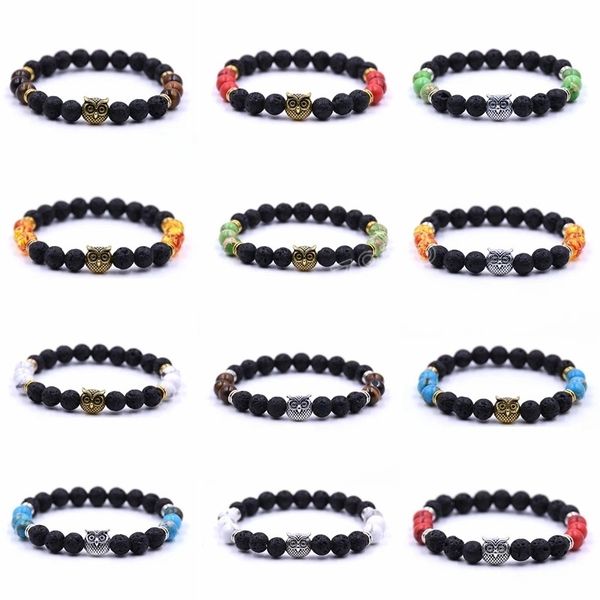 black lava stone beads owl bracelets tiger eye turquoises alloy owl beaded natural charm bracelet for women men yoga jewelry, Golden;silver
black lava stone beads owl bracelets tiger eye turquoises alloy owl beaded natural charm bracelet for women men yoga jewelry, Golden;silver