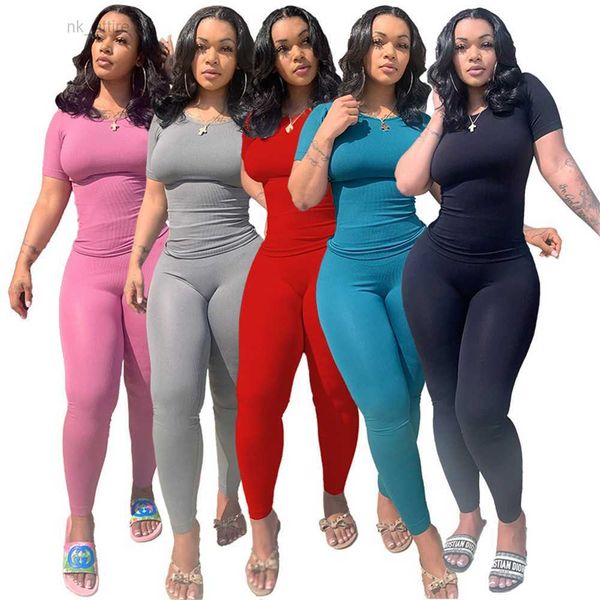 2023 designer summer ribbed tracksuits women two piece sets short sleeve t-shirt and pants matching sets solid outfits casual jogger suits w, Gray
2023 designer summer ribbed tracksuits women two piece sets short sleeve t-shirt and pants matching sets solid outfits casual jogger suits w, Gray