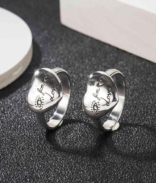 antique carved flower and heartshaped love fearless ring s925 silver love couple signature deals8883311