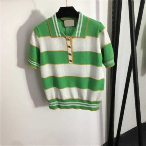 designer t shirt short sleeves sweater woman letters embroidery buttons clashing stripes polo collar knit luxury sweaters for women, White;black
designer t shirt short sleeves sweater woman letters embroidery buttons clashing stripes polo collar knit luxury sweaters for women, White;black