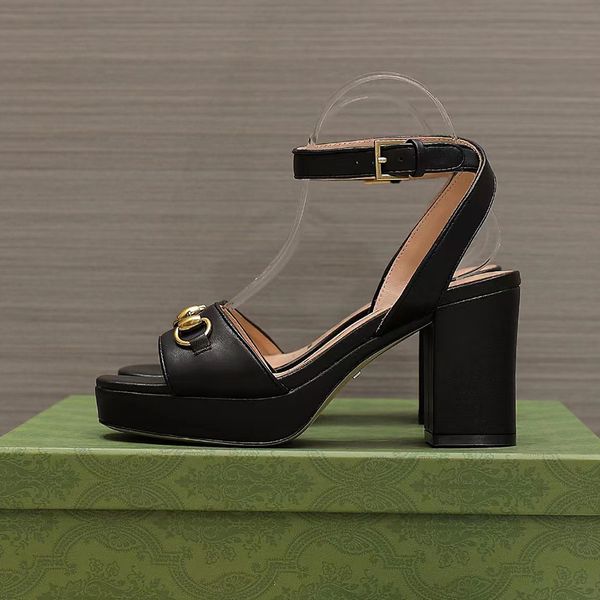 hardware buckle decorative block heel sandals genuine leather ankle strap women's party evening shoes luxury designer high shoes factor, Black
hardware buckle decorative block heel sandals genuine leather ankle strap women's party evening shoes luxury designer high shoes factor, Black