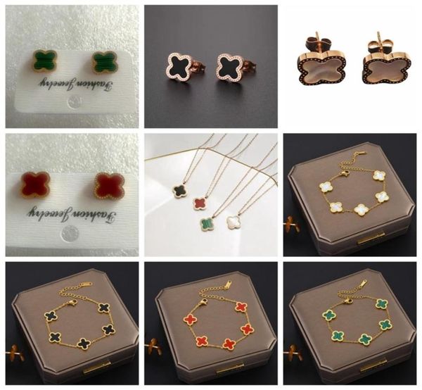 luxury women style four leaf clover stud earring rose gold stainless steel necklace bracelet8160401, Golden;silver
luxury women style four leaf clover stud earring rose gold stainless steel necklace bracelet8160401, Golden;silver