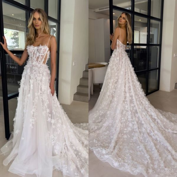 boho backless a line wedding dresses bone bodice long sweep train 3d appliques wedding bridal gowns, White
boho backless a line wedding dresses bone bodice long sweep train 3d appliques wedding bridal gowns, White