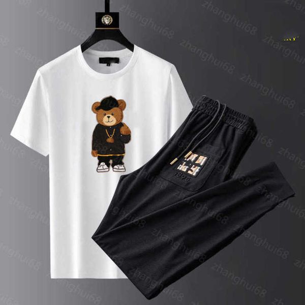 23ss mens tracksuit mens designer tracksuit round neck pure cotton bear embroidery short sleeve t-shirt solid color elastic waist pants set, Gray
23ss mens tracksuit mens designer tracksuit round neck pure cotton bear embroidery short sleeve t-shirt solid color elastic waist pants set, Gray