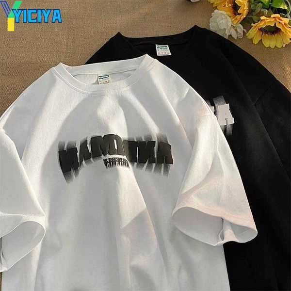 yiciya women's t shirts summer cotton short-sleeved women's t-shirt men's tide ins hong kong style loose student everything v, White
yiciya women's t shirts summer cotton short-sleeved women's t-shirt men's tide ins hong kong style loose student everything v, White