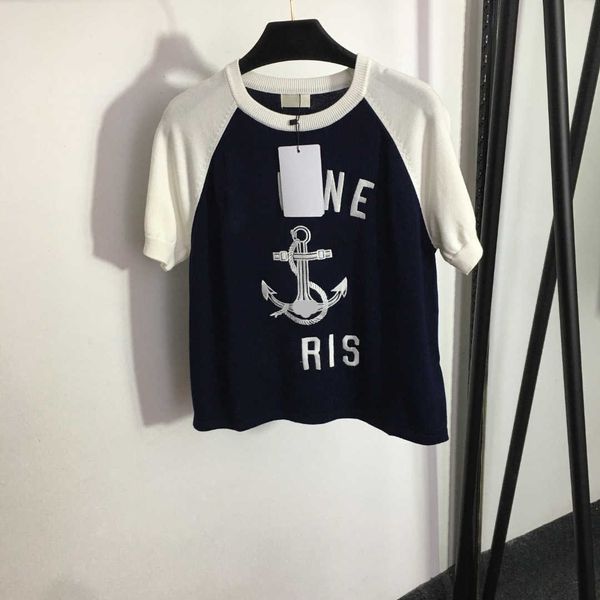 womens knit t shirt sweaters skeleton embroidered letters colour blocking short sleeve knitted 2 colors designer sweater women summer tshirt, White;black
womens knit t shirt sweaters skeleton embroidered letters colour blocking short sleeve knitted 2 colors designer sweater women summer tshirt, White;black