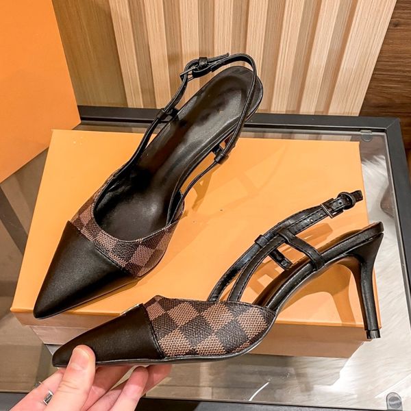 party wedding sandals 8cm high heels womens shoes monograms plaid checked luxury designer heeled slides pointed cap toe paris sandal dinner, Black
party wedding sandals 8cm high heels womens shoes monograms plaid checked luxury designer heeled slides pointed cap toe paris sandal dinner, Black