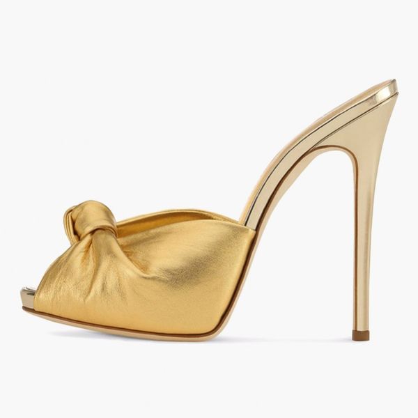 gold high heel slippers women fashion summer bow tie peep toe lady muller sandals, Black
gold high heel slippers women fashion summer bow tie peep toe lady muller sandals, Black