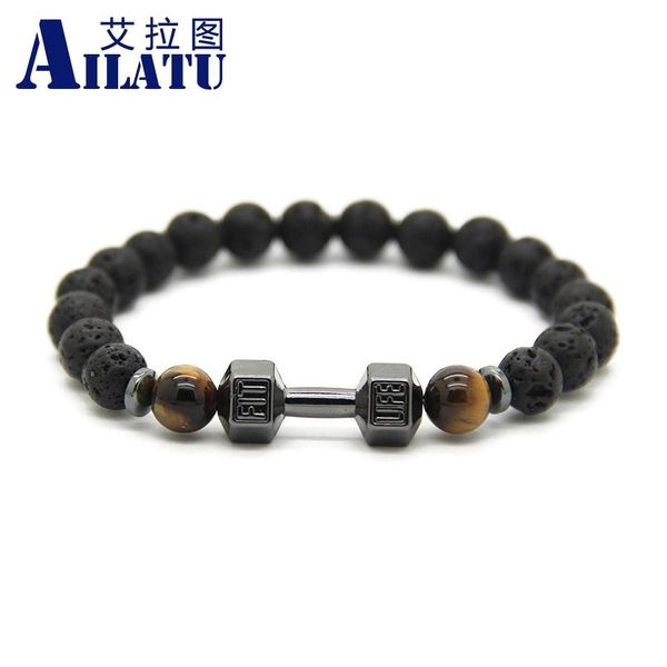 bangle ailatu 10 pieces 8 mm lava stone barbell jewelry wholesale fitness fashion dumbbell bracelet party and christmas men gift, Black
bangle ailatu 10 pieces 8 mm lava stone barbell jewelry wholesale fitness fashion dumbbell bracelet party and christmas men gift, Black