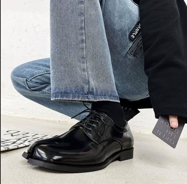 fashion split toe mens casual shoes thick heel t stage shoe lace up formal suit dress oxfords, Black
fashion split toe mens casual shoes thick heel t stage shoe lace up formal suit dress oxfords, Black